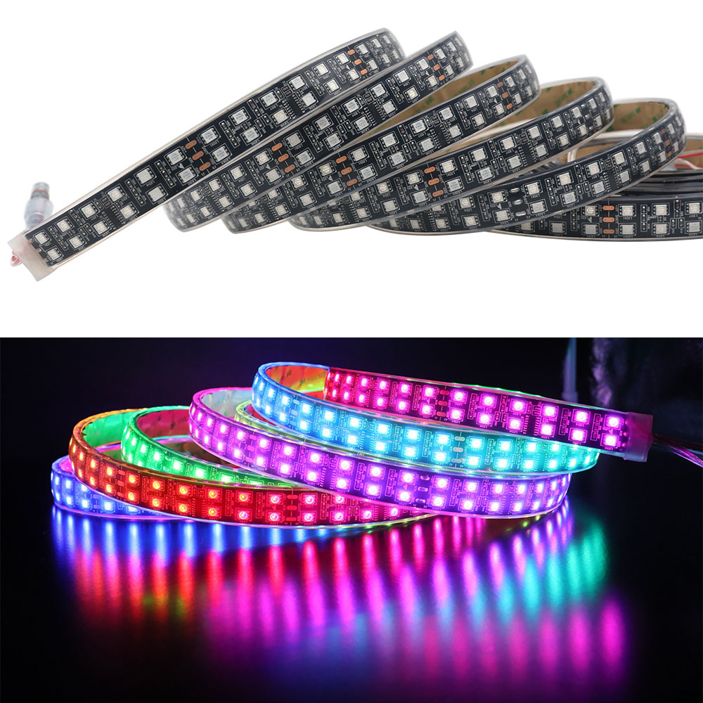 Dual Row TM1812 Series DC12V 120LEDs/m Flexible LED Strip Lights Full Color Chasing Programmable LED Lights, Waterproof Optional, 16.4ft Per Reel Dual Row TM1812 Series DC12V 120LEDs/m Flexible LED Strip Lights Full Color Chasing Programmable LED Lights, Waterproof Optional, 16.4ft Per Reel
